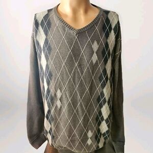 BKE Mens XXL Beige Brown Tan Pull Over V Neck  Sweater 50" Chest 27" Long